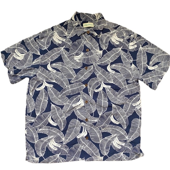 Caribbean Other - Caribbean Men’s Hawaiian Shirt Large Short Sleeve Button Down Blue 100% Rayon